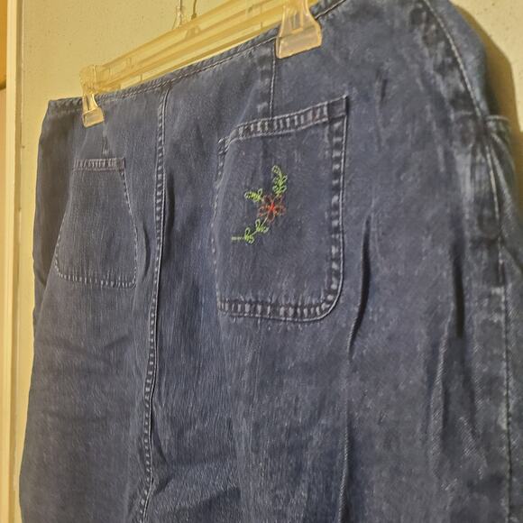 Liz Claiborne Liz Wear Petite Cotton Denim Floral Embroidered Skirt Women's 16 P - Picture 5 of 5